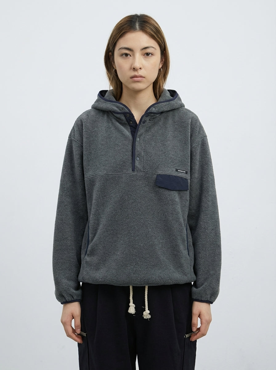 [General Idea] Soft High Neck Fleece Anorak (Grey)