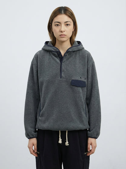 [General Idea] Soft High Neck Fleece Anorak (Grey)