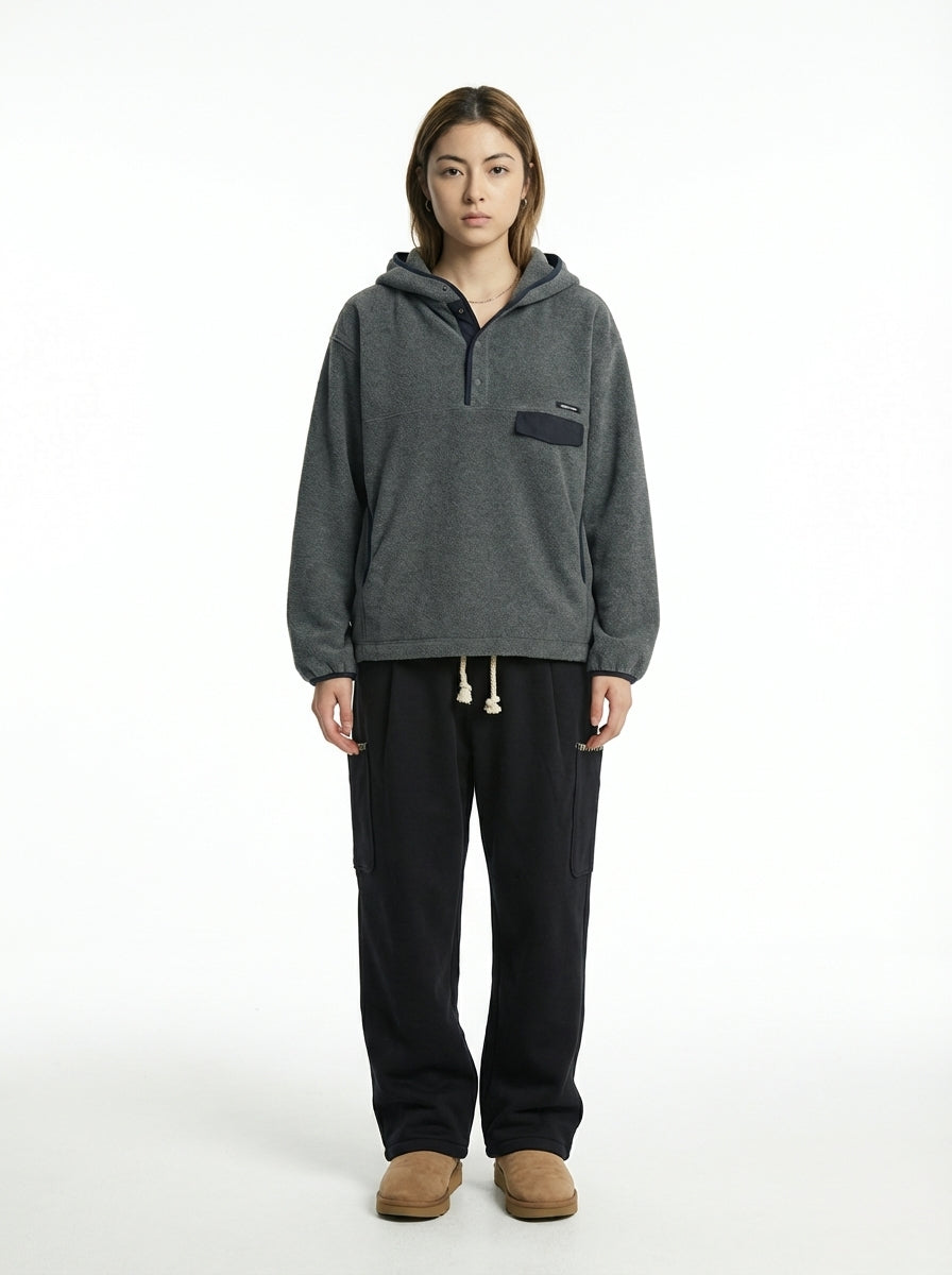 [General Idea] Soft High Neck Fleece Anorak (Grey)