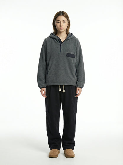 [General Idea] Soft High Neck Fleece Anorak (Grey)