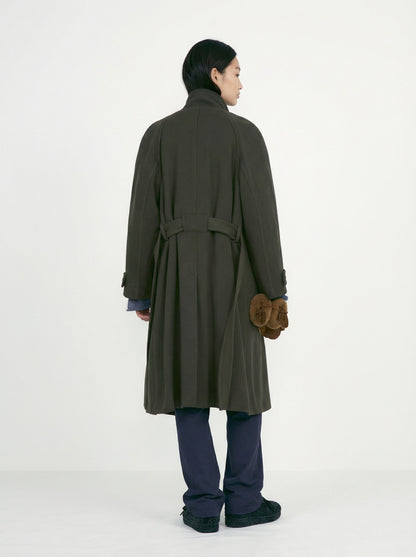 [Low Classic] Soft Wool Twill Wrap Coat (Khaki)