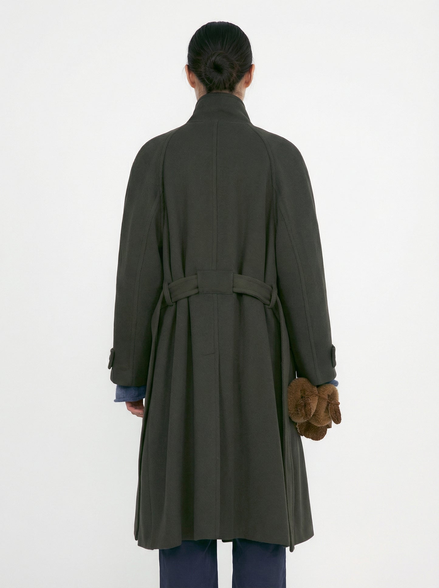 [Low Classic] Soft Wool Twill Wrap Coat (Khaki)