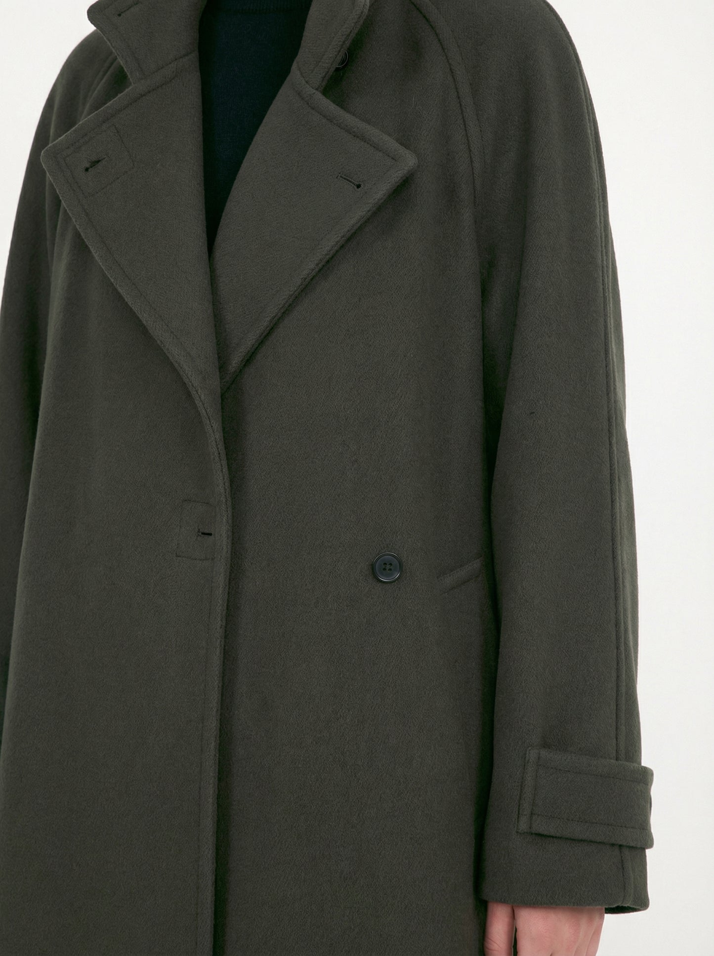 [Low Classic] Soft Wool Twill Wrap Coat (Khaki)