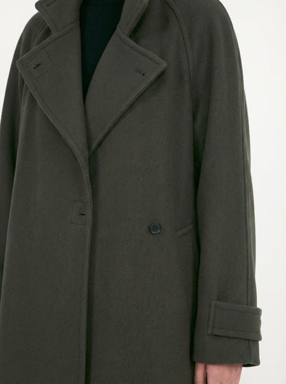 [Low Classic] Soft Wool Twill Wrap Coat (Khaki)