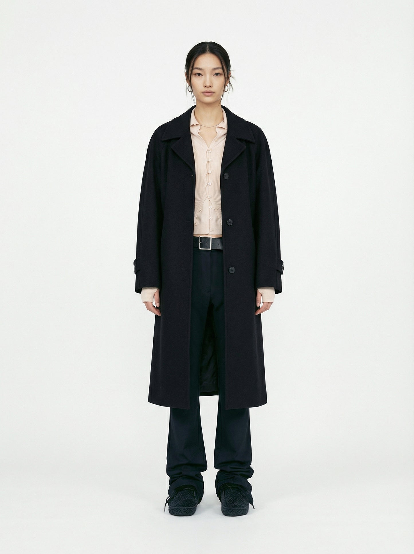 [Low Classic] Wool Raglan Sleeve Coat (Black)