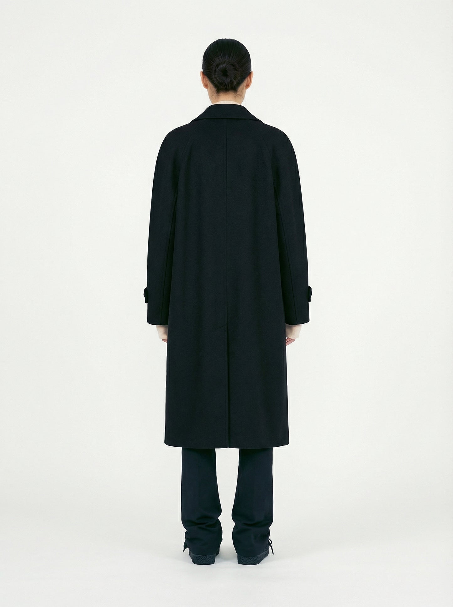 [Low Classic] Wool Raglan Sleeve Coat (Black)