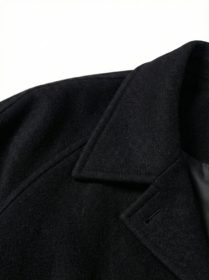 [Low Classic] Wool Raglan Sleeve Coat (Black)