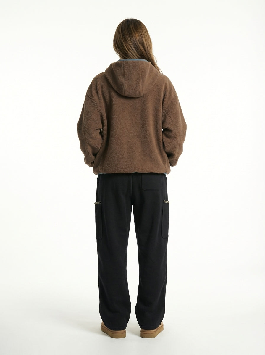 [General Idea] Soft High Neck Fleece Anorak (Brown)