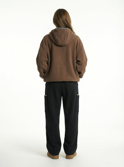 [General Idea] Soft High Neck Fleece Anorak (Brown)