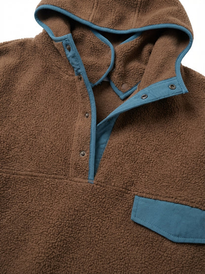 [General Idea] Soft High Neck Fleece Anorak (Brown)