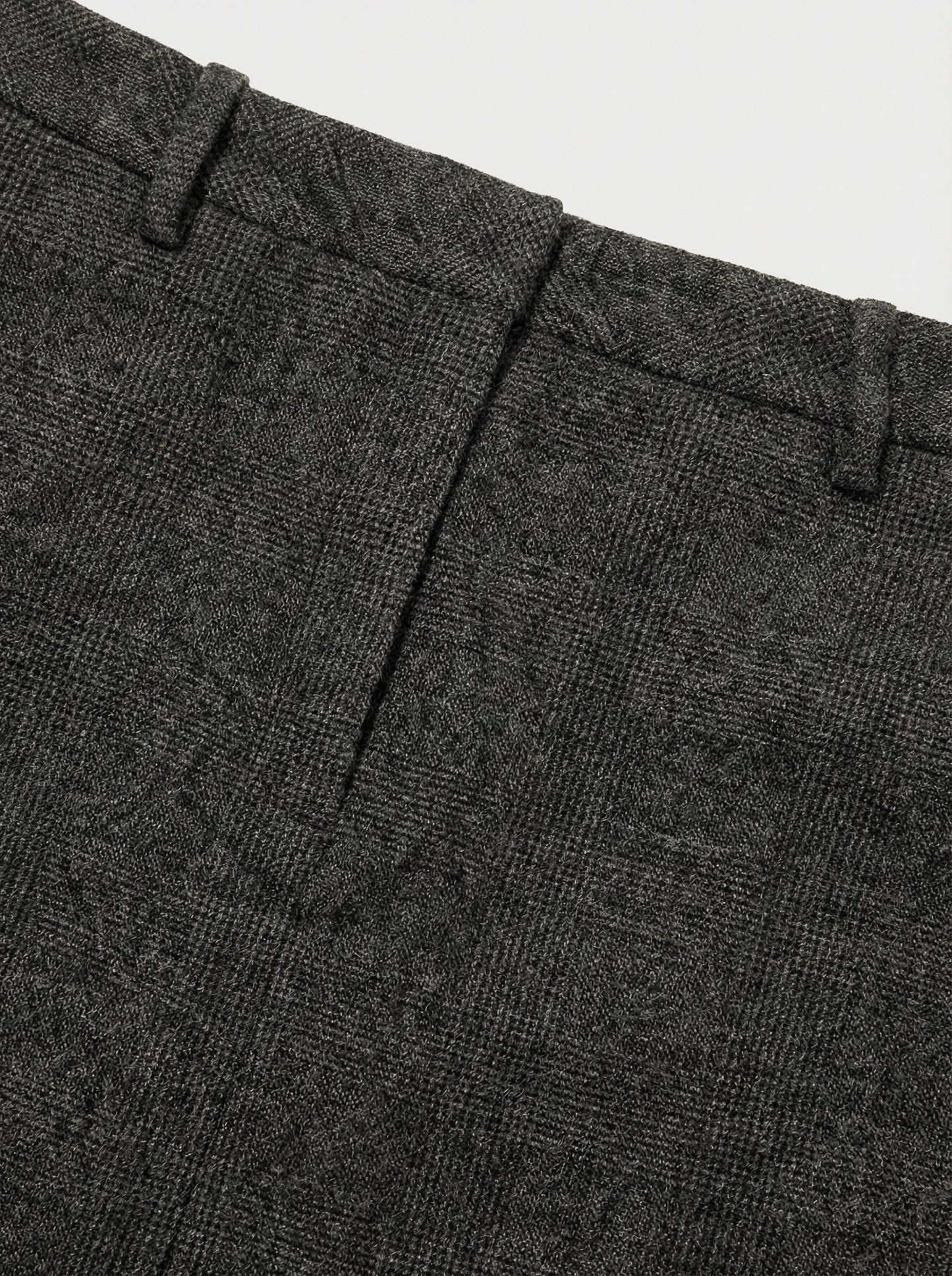 [Low Classic] Crumpled Wool H-Line Skirt (Tweed Check Grey)