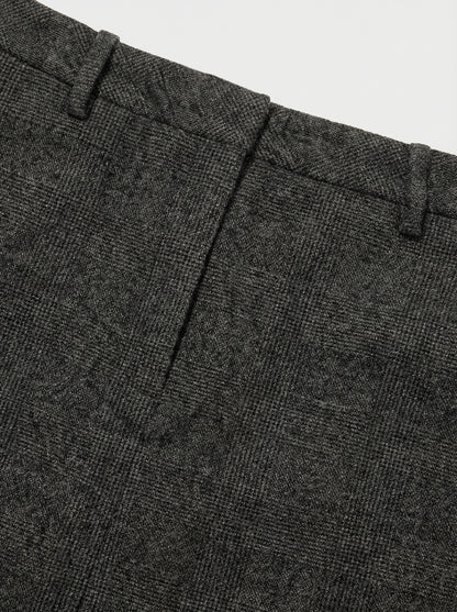 [Low Classic] Crumpled Wool H-Line Skirt (Tweed Check Grey)