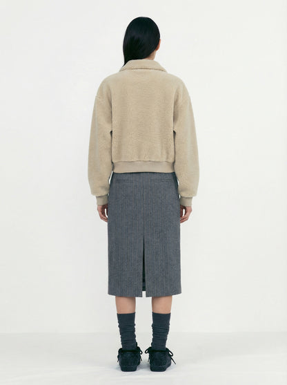 [Low Classic] Stripe Wool H-Line Skirts (Multi Striped Grey)