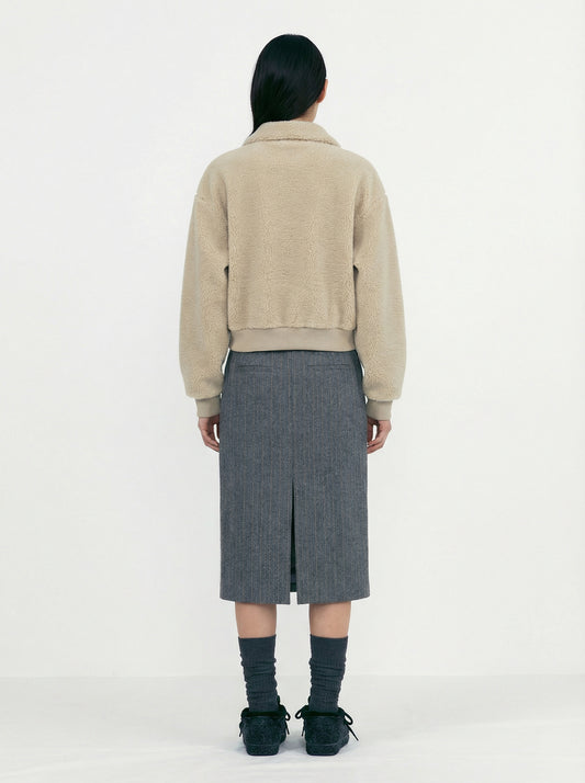 [Low Classic] Stripe Wool H-Line Skirts (Multi Striped Grey)