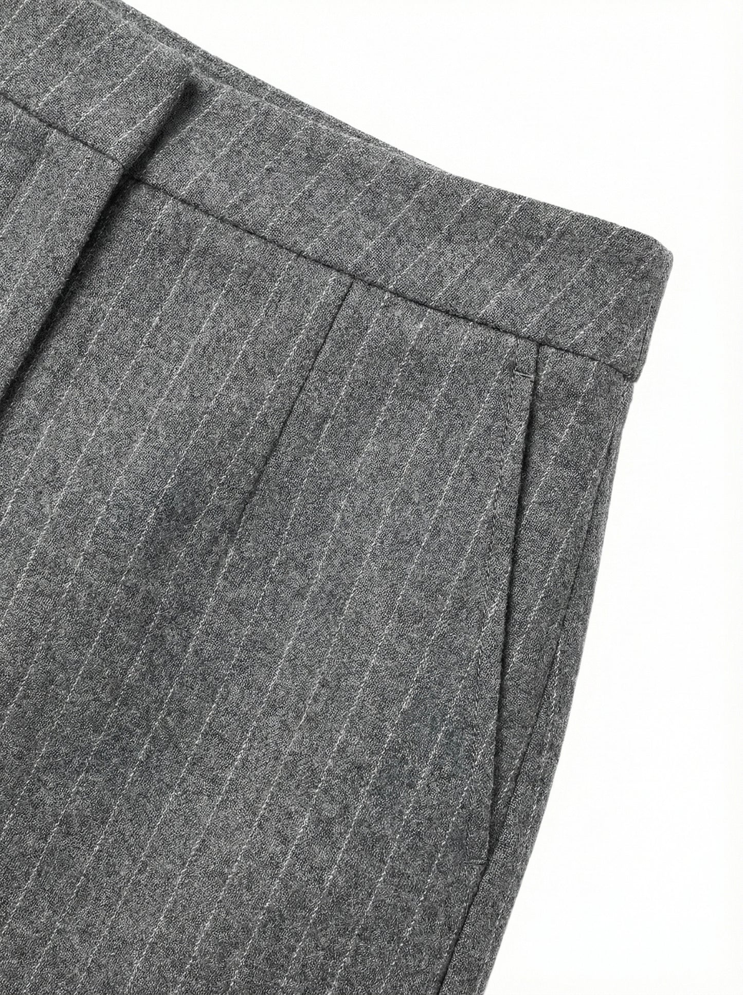 [Low Classic] Stripe Wool H-Line Skirts (Multi Striped Grey)