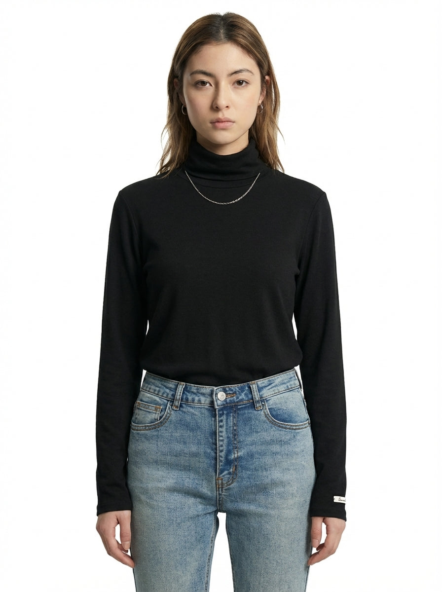[General Idea] Soft Wool Turtleneck T-Shirt (Black)