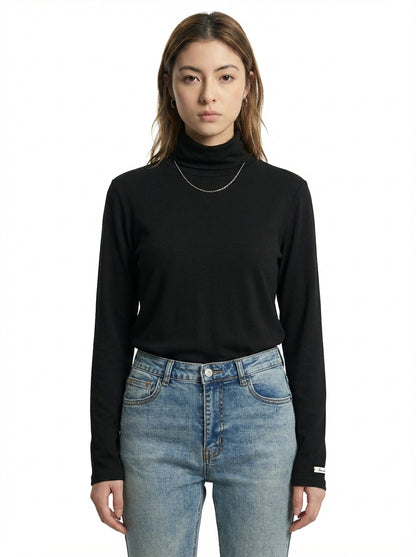 [General Idea] Soft Wool Turtleneck T-Shirt (Black)