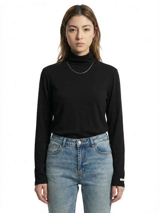 [General Idea] Soft Wool Turtleneck T-Shirt (Black)