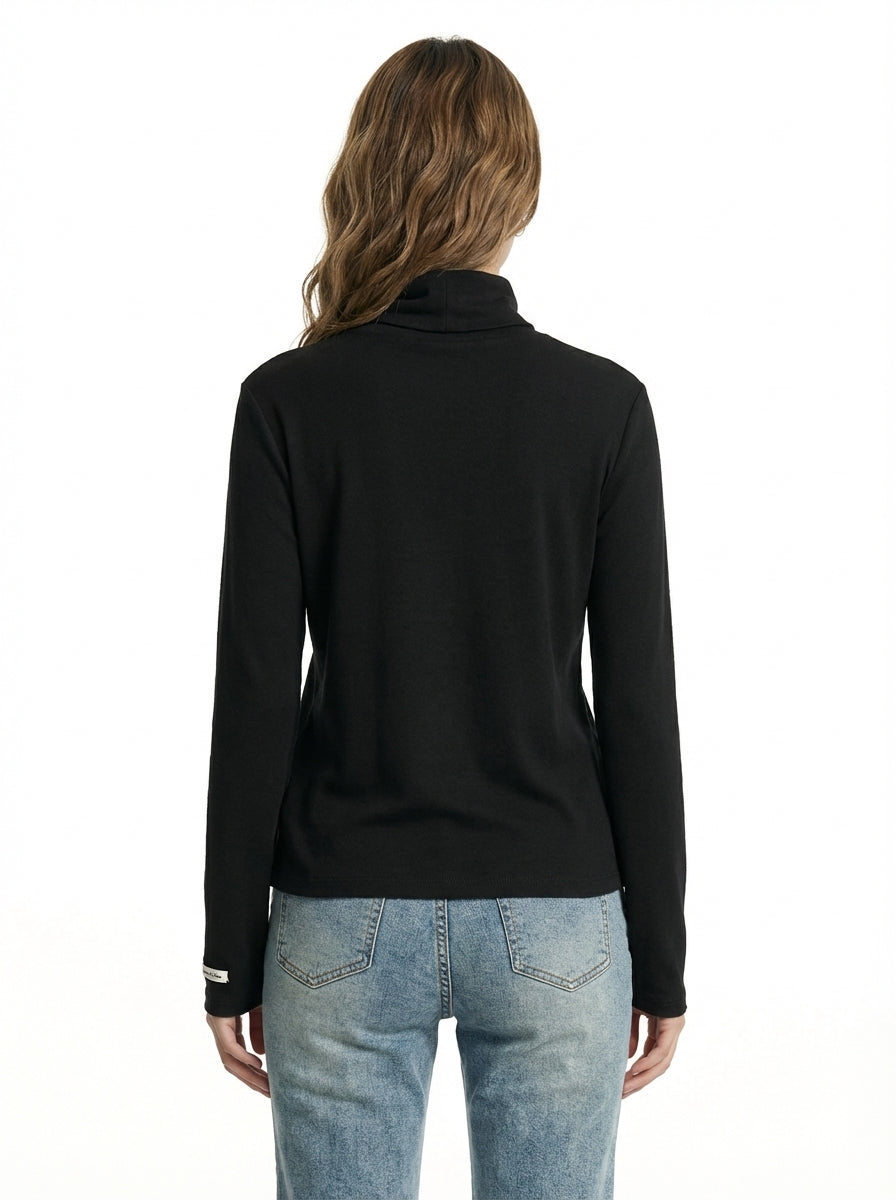 [General Idea] Soft Wool Turtleneck T-Shirt (Black)