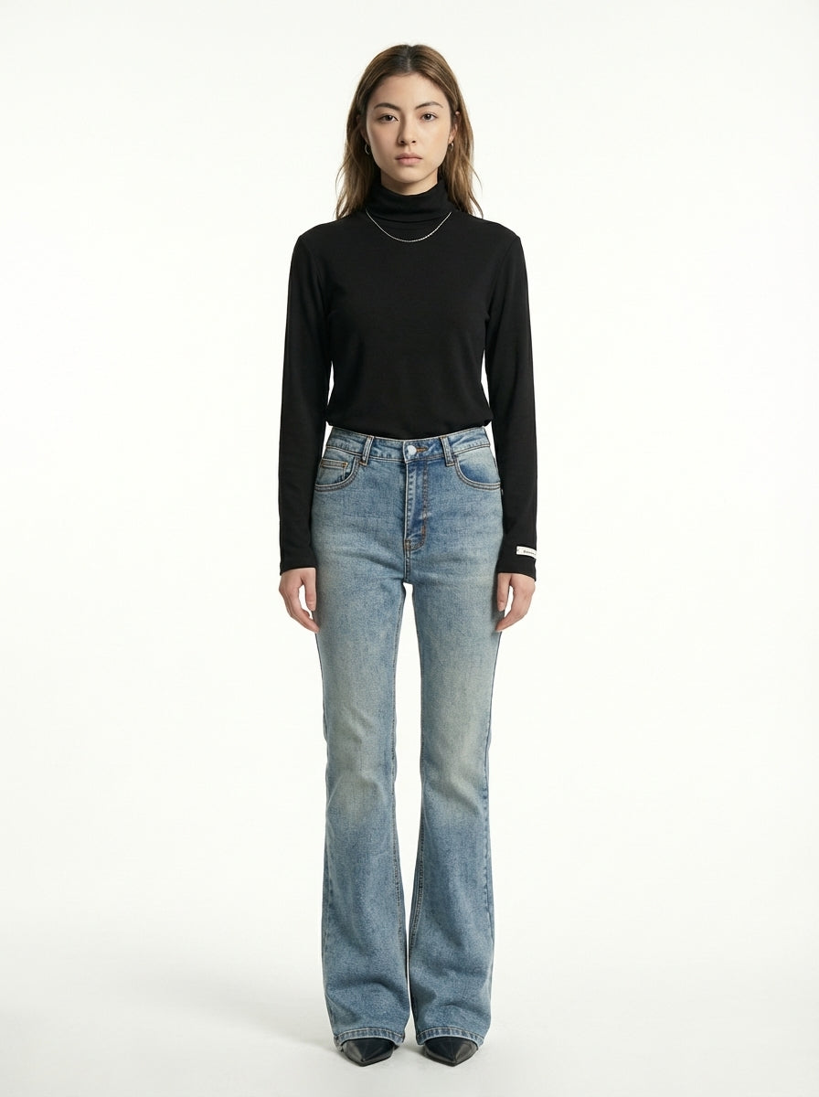 [General Idea] Soft Wool Turtleneck T-Shirt (Black)