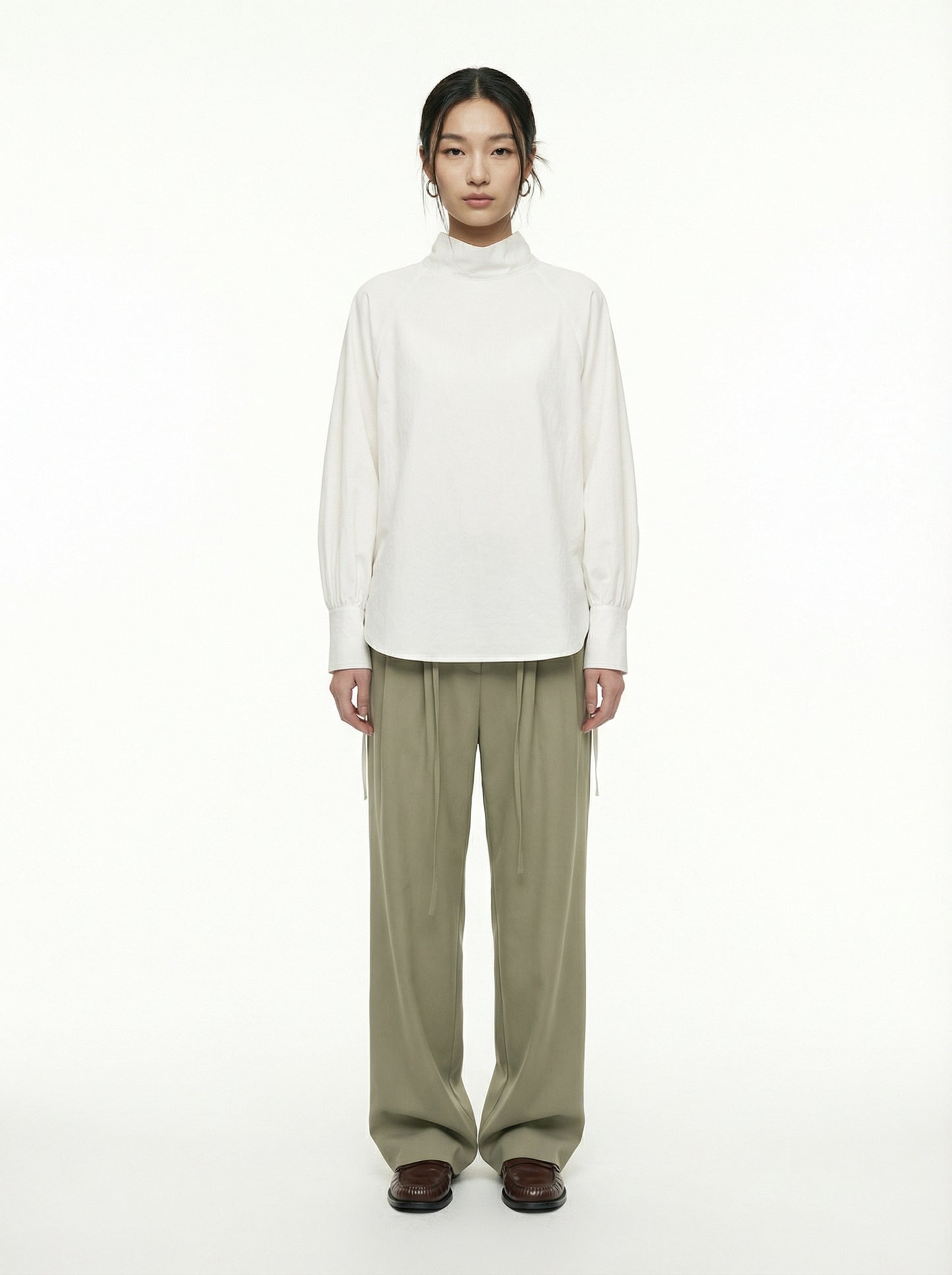 [General Idea] Two-way High Neck Blouse (Ivory)