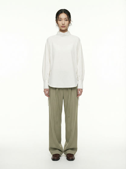 [General Idea] Two-way High Neck Blouse (Ivory)