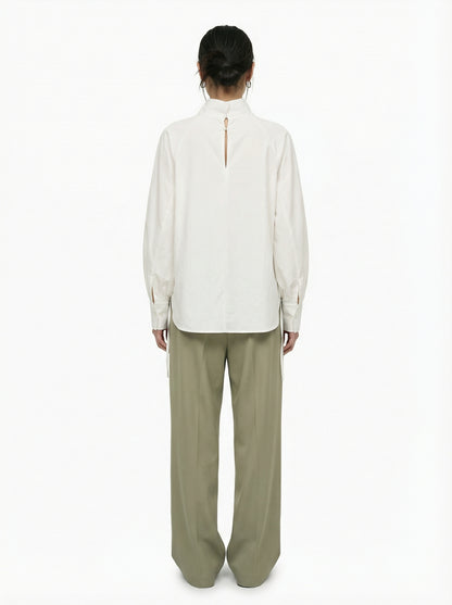 [General Idea] Two-way High Neck Blouse (Ivory)