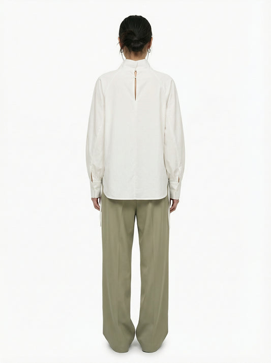 [General Idea] Two-way High Neck Blouse (Ivory)