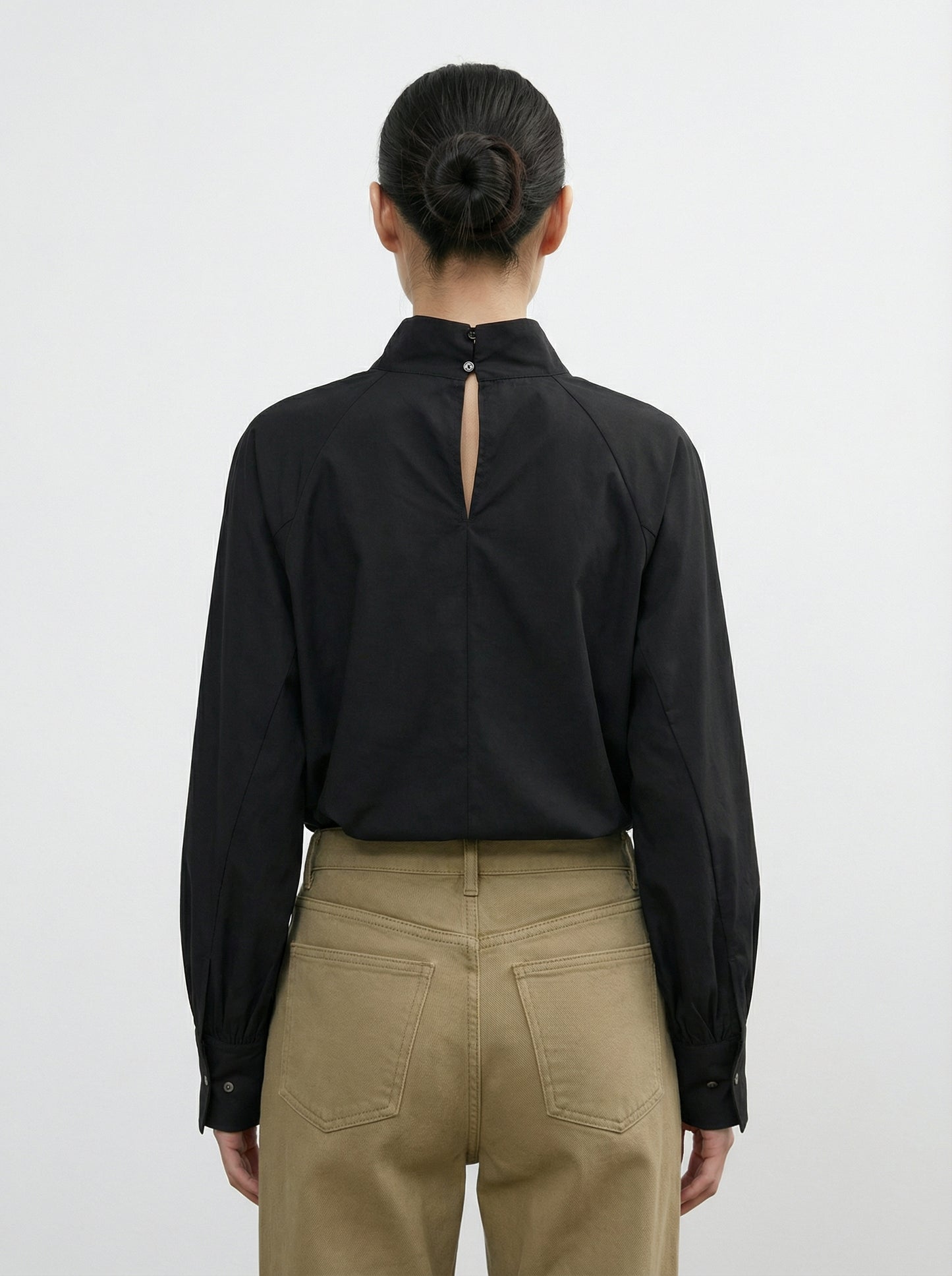 [General Idea] Two-way High Neck Blouse (Black)