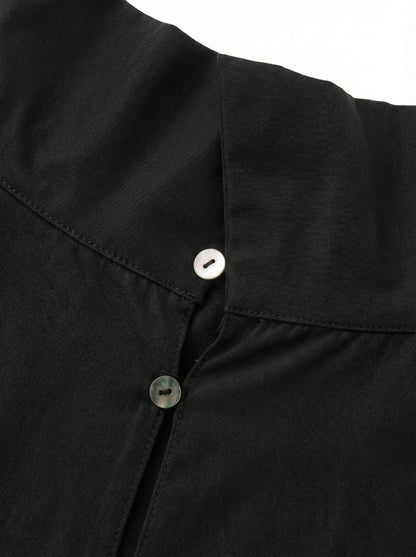 [General Idea] Two-way High Neck Blouse (Black)