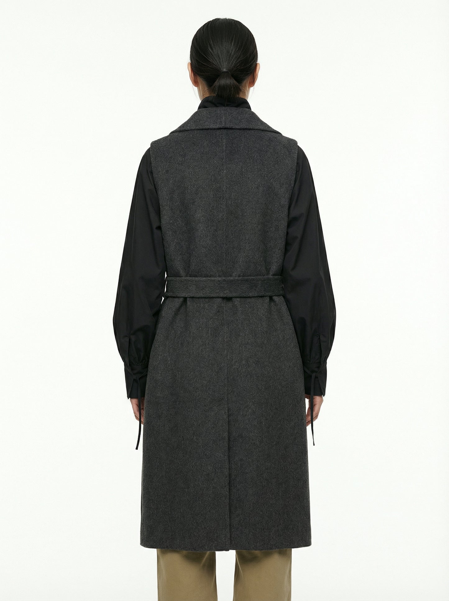 [General Idea] Handmade Shawl Collar Long Coat (Charcoal)