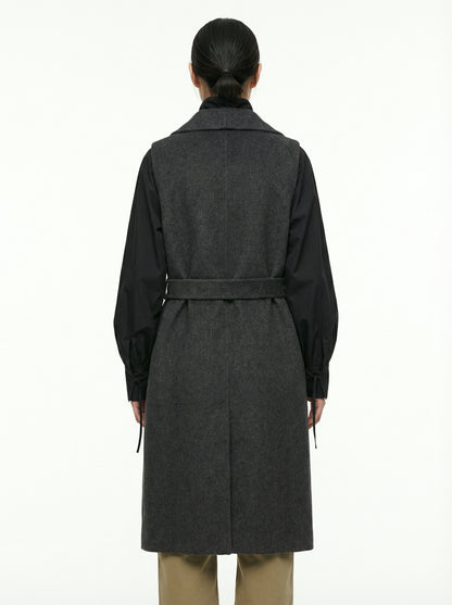 [General Idea] Handmade Shawl Collar Long Coat (Charcoal)