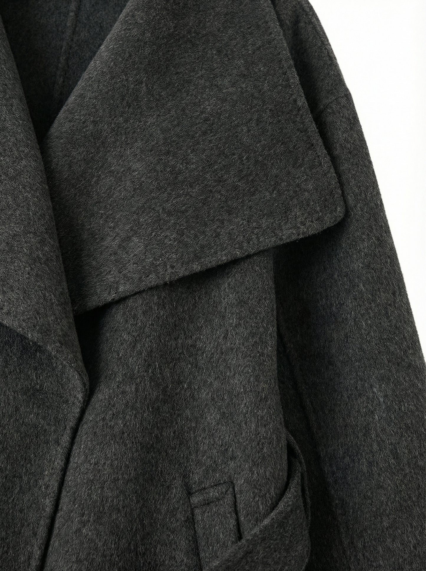[General Idea] Handmade Shawl Collar Long Coat (Charcoal)