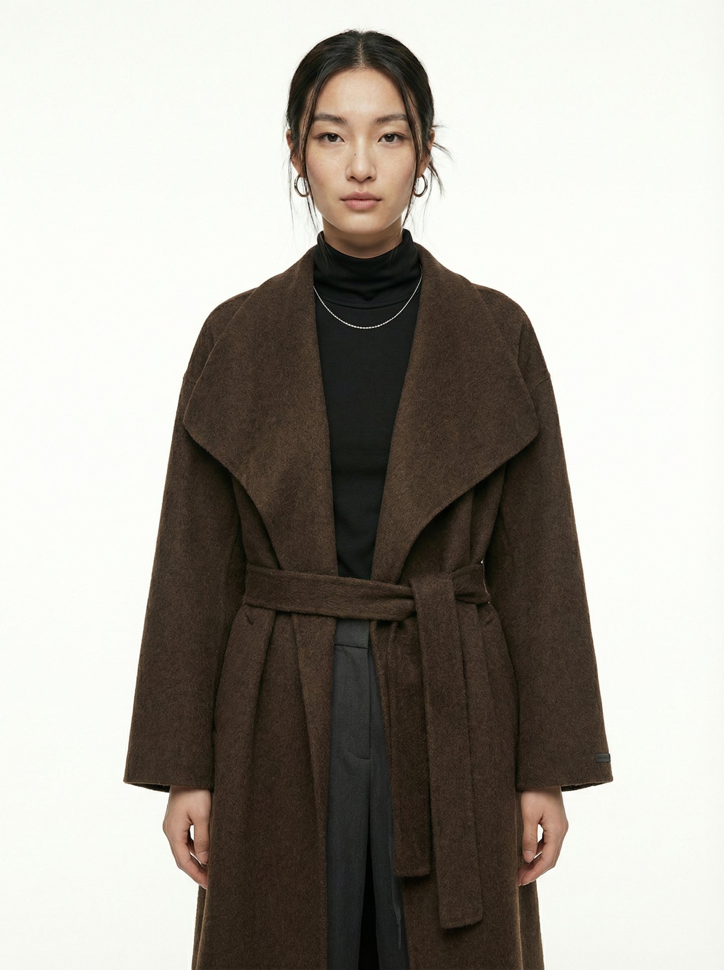 [General Idea] Handmade Shawl Collar Long Coat (Brown)