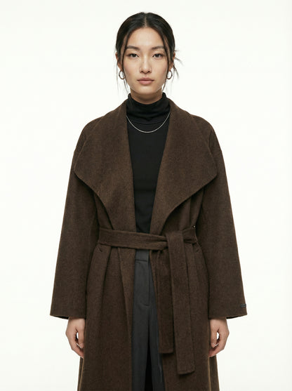 [General Idea] Handmade Shawl Collar Long Coat (Brown)