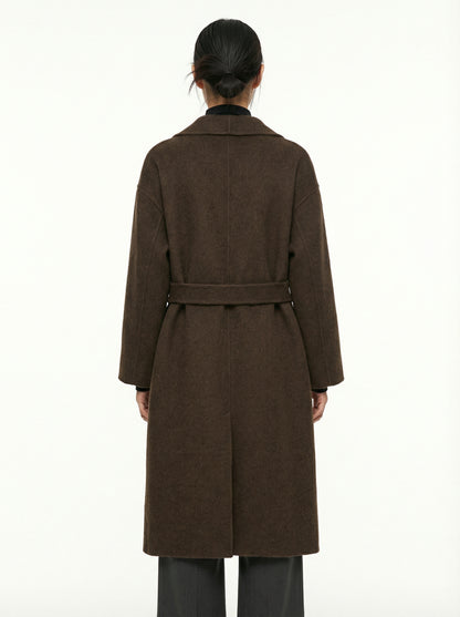 [General Idea] Handmade Shawl Collar Long Coat (Brown)