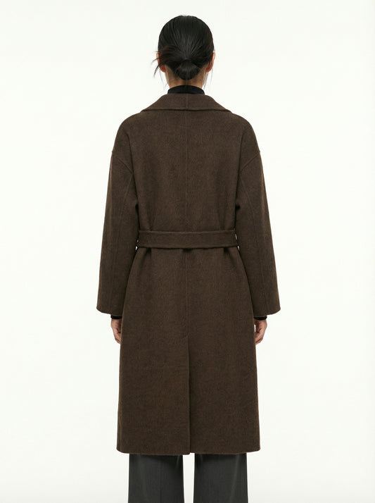 [General Idea] Handmade Shawl Collar Long Coat (Brown)