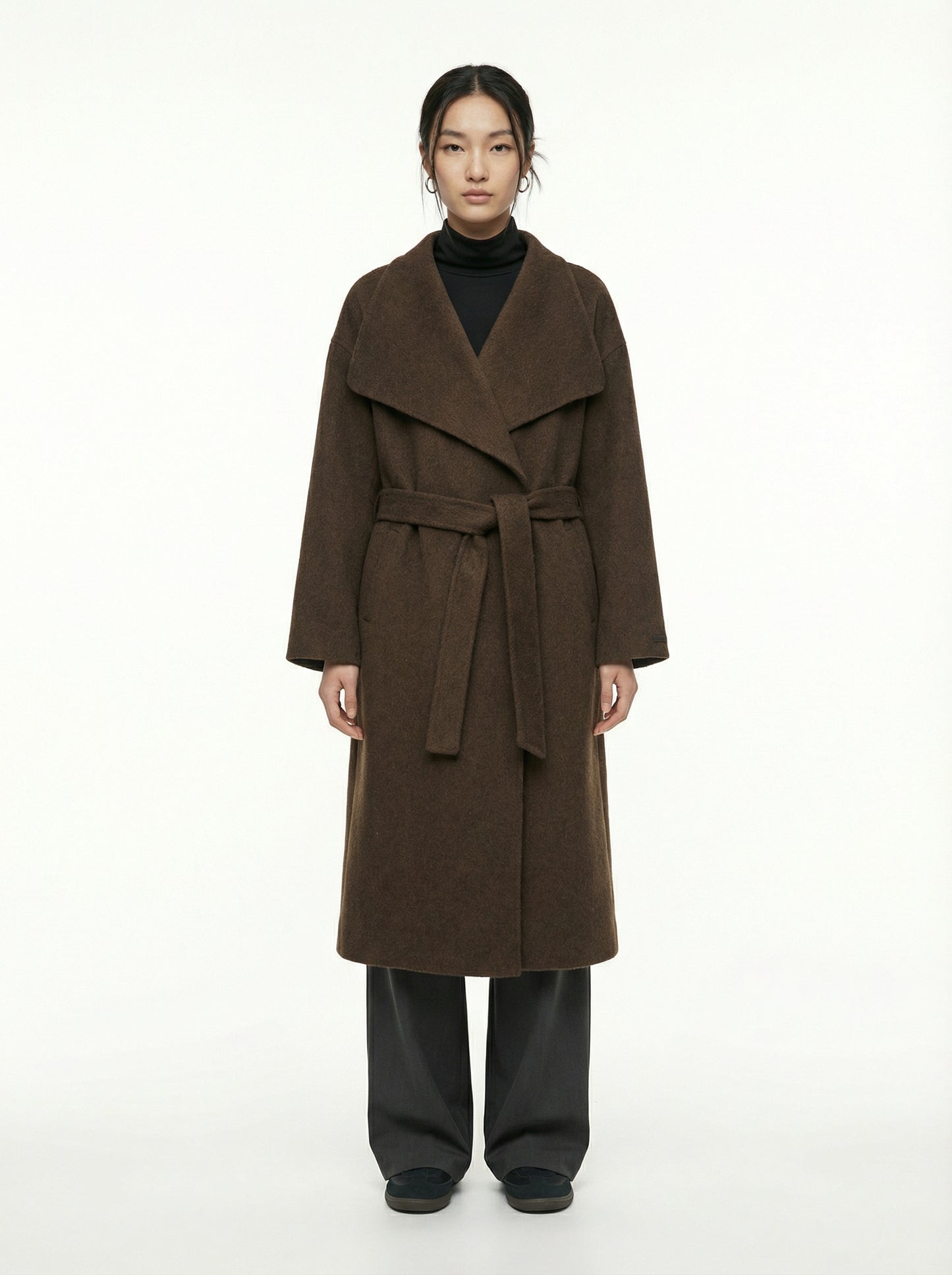 [General Idea] Handmade Shawl Collar Long Coat (Brown)