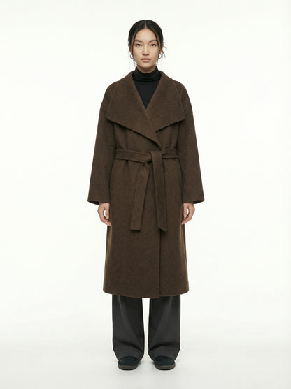 [General Idea] Handmade Shawl Collar Long Coat (Brown)