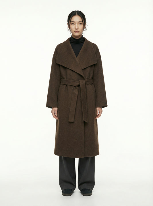 [General Idea] Handmade Shawl Collar Long Coat (Brown)