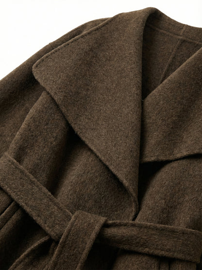 [General Idea] Handmade Shawl Collar Long Coat (Brown)