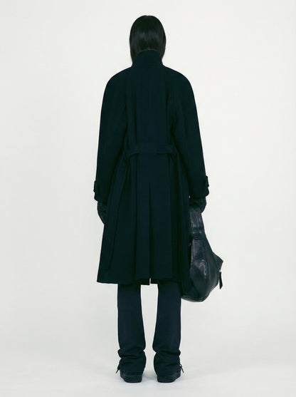 [Low Classic] Soft Wool Twill Wrap Coat (Black)