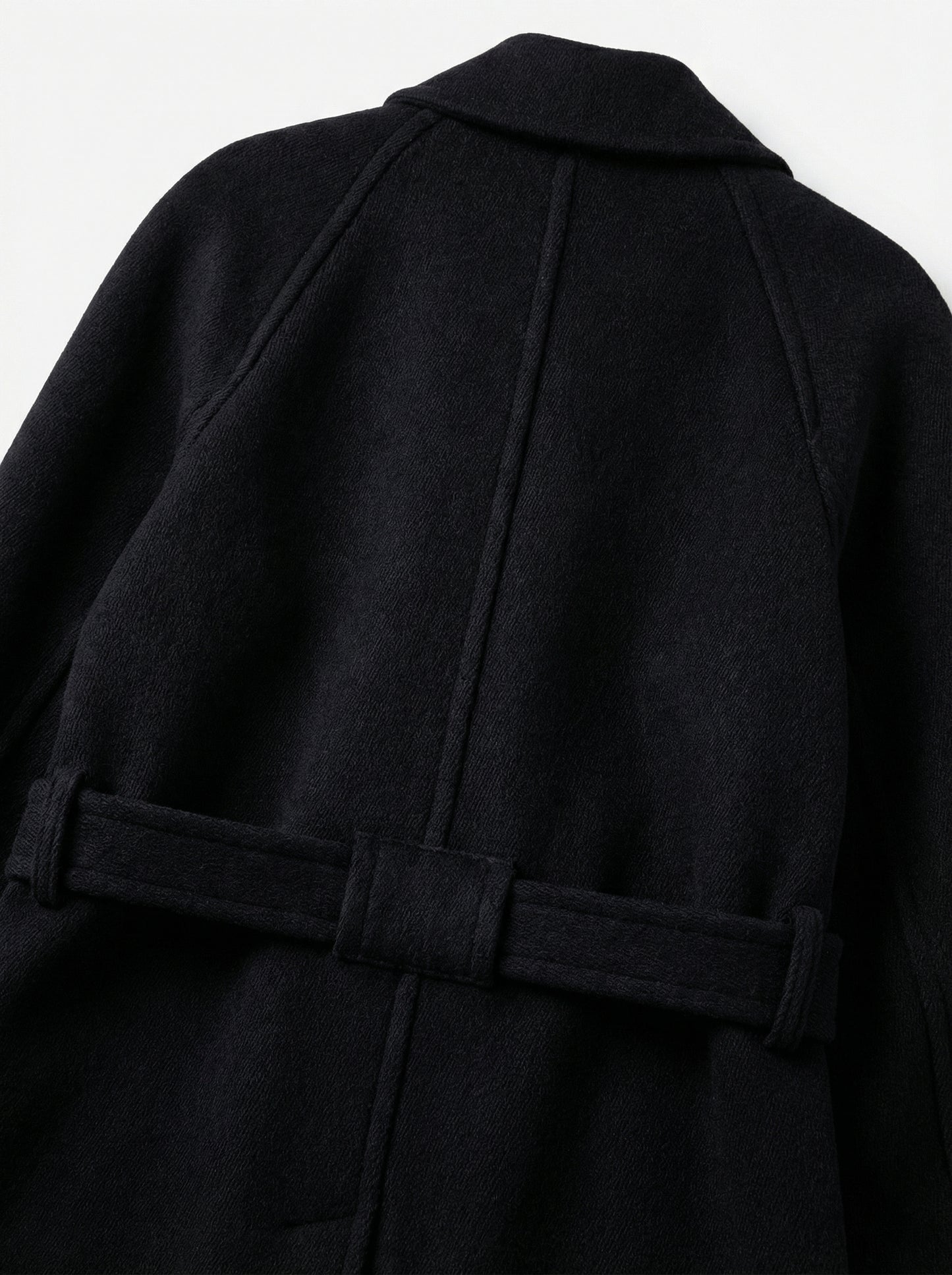 [Low Classic] Soft Wool Twill Wrap Coat (Black)