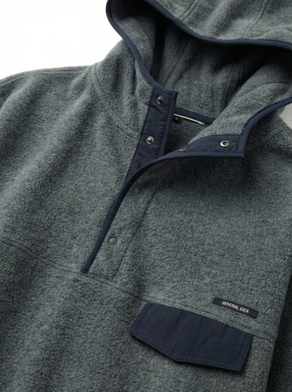 [General Idea] Soft High Neck Fleece Anorak (Grey)