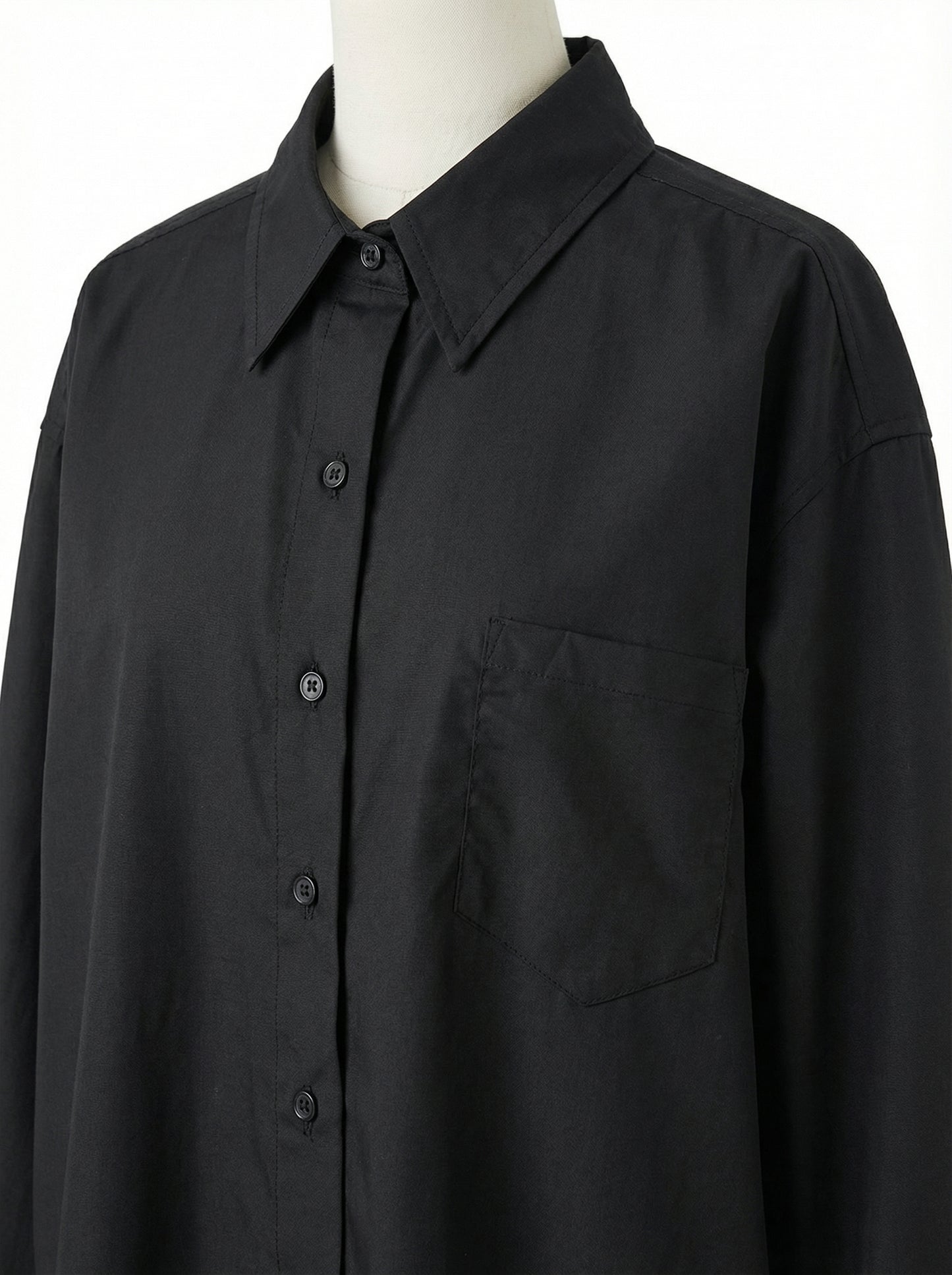 [General Idea] Wrinkle-Free Loose Fit Button Wrap Shirt (Black)